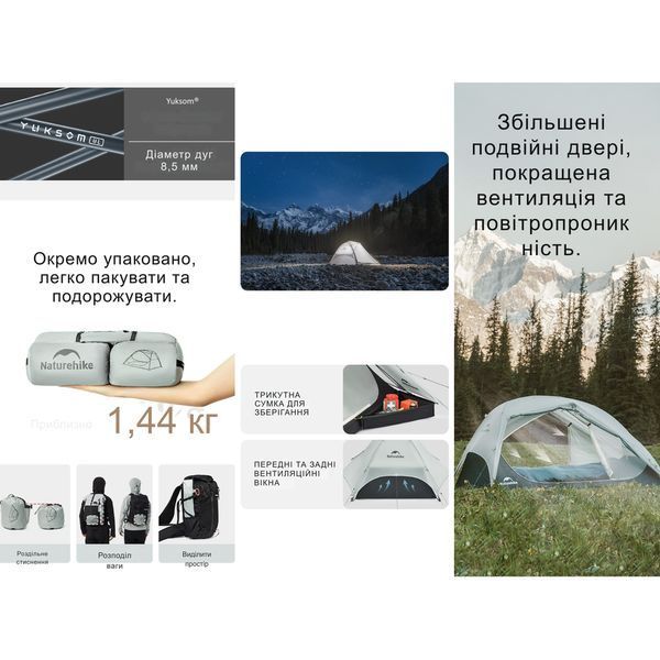 Намет двомісний ультралегкий Naturehike Star River UL CNK2450WS022, сірий 6975641883074 фото